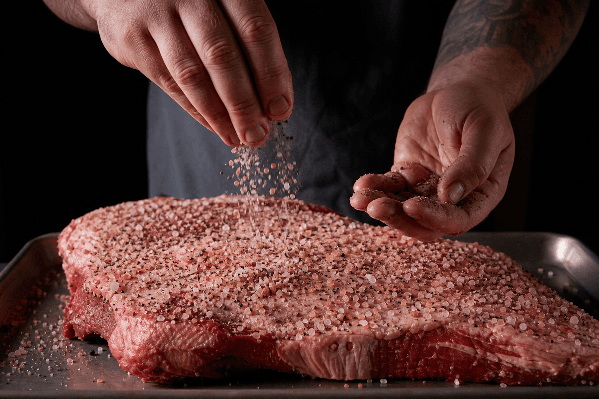 Two-ingredient rub on meat