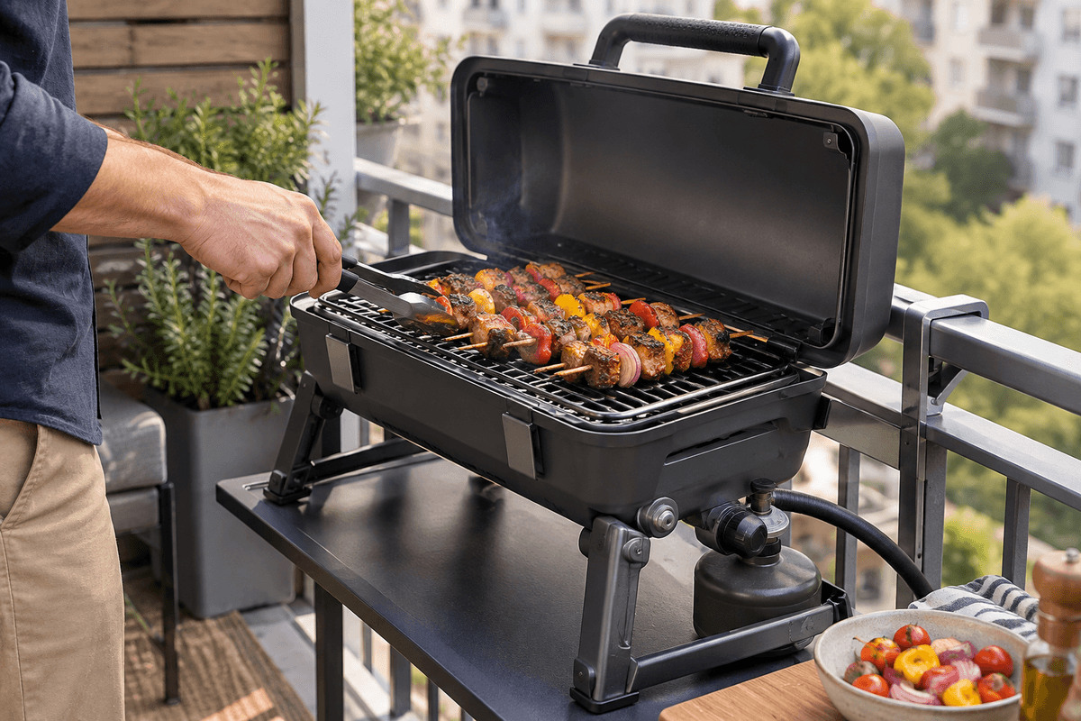 Un barbecue portable à gaz adapté aux petits espaces